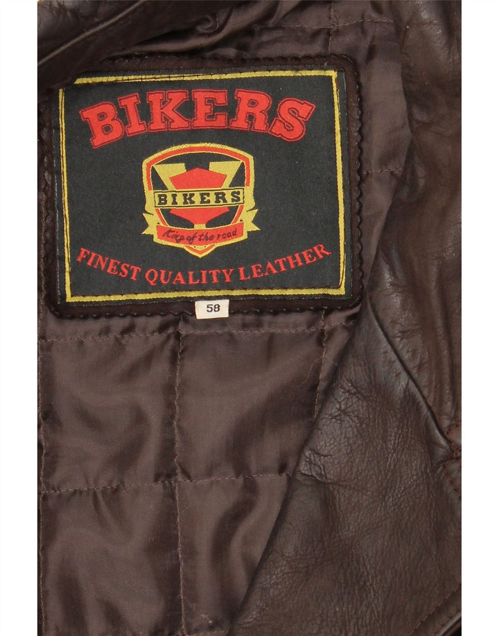 BIKERS Herre 4-knaps læderblazerjakke IT 58 4XL Brunt læder