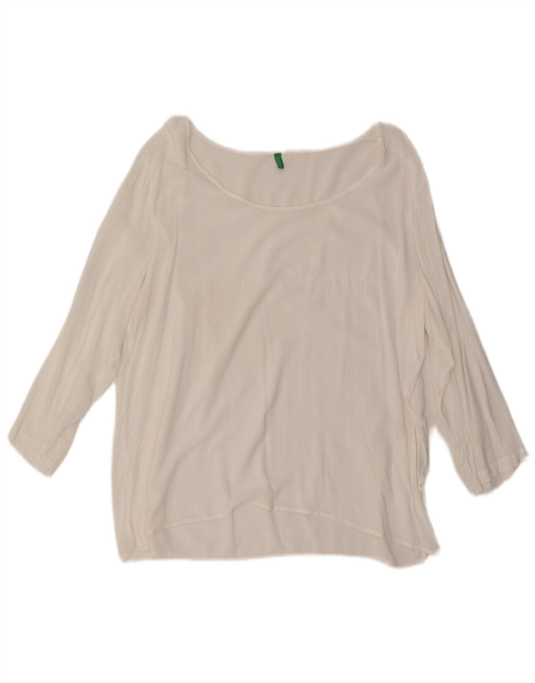 Benetton Dame Top 3/4 ærmer UK 18 XL Hvid Viscose