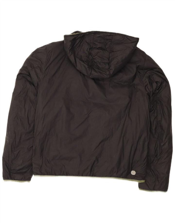 COLMAR Womens Hooded Padded Reversible Jacket IT 48 XL Green Houndstooth