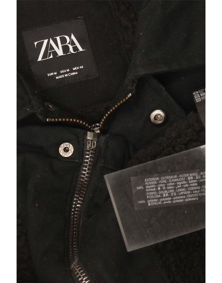 Zara Herre Utility Jacket UK 38 Medium Sort Bomuld