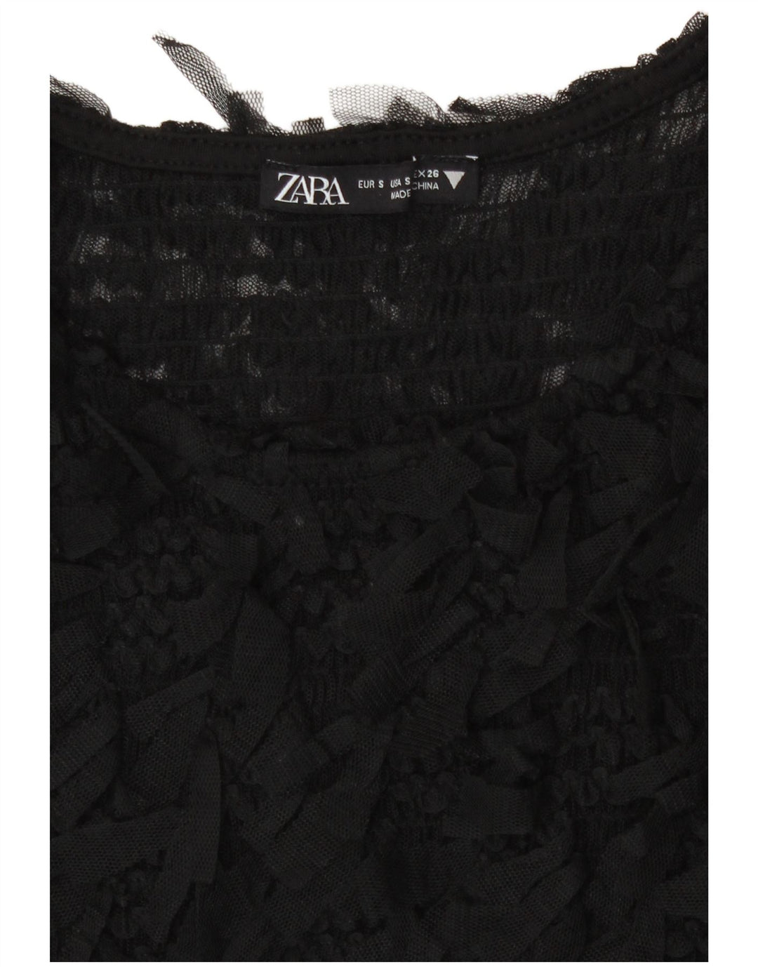 Zara Womens Crop See Through Bluse Top UK 8 Small Black