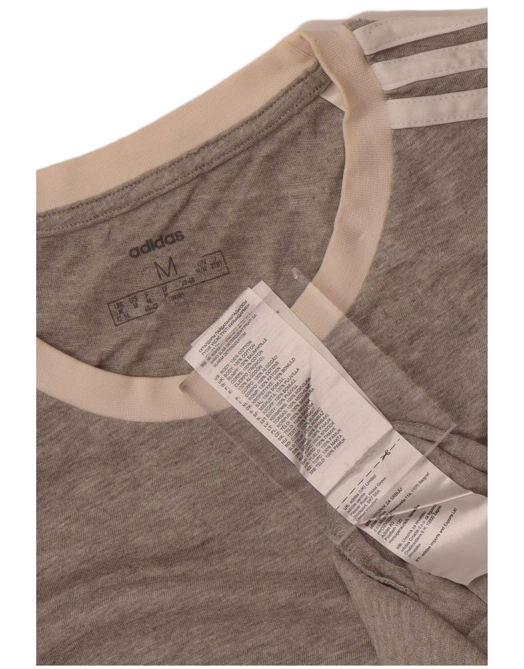 Adidas T-Shirt Top UK 12/14 Medium Grey Bomuld