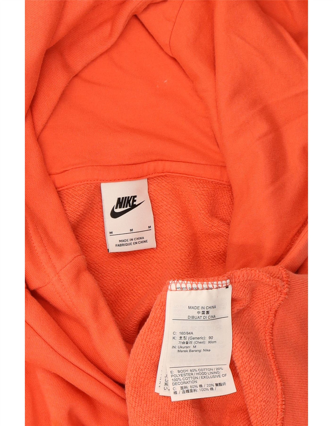 NIKE Womens Hoodie Jumper UK 14 Medium Orange Cotton Vintage Nike and Second-Hand Nike from Messina Hembry 