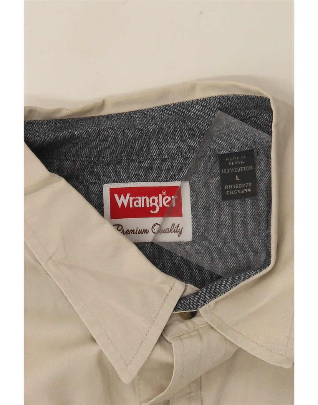 WRANGLER Mens Short Sleeve Shirt Large Beige Cotton