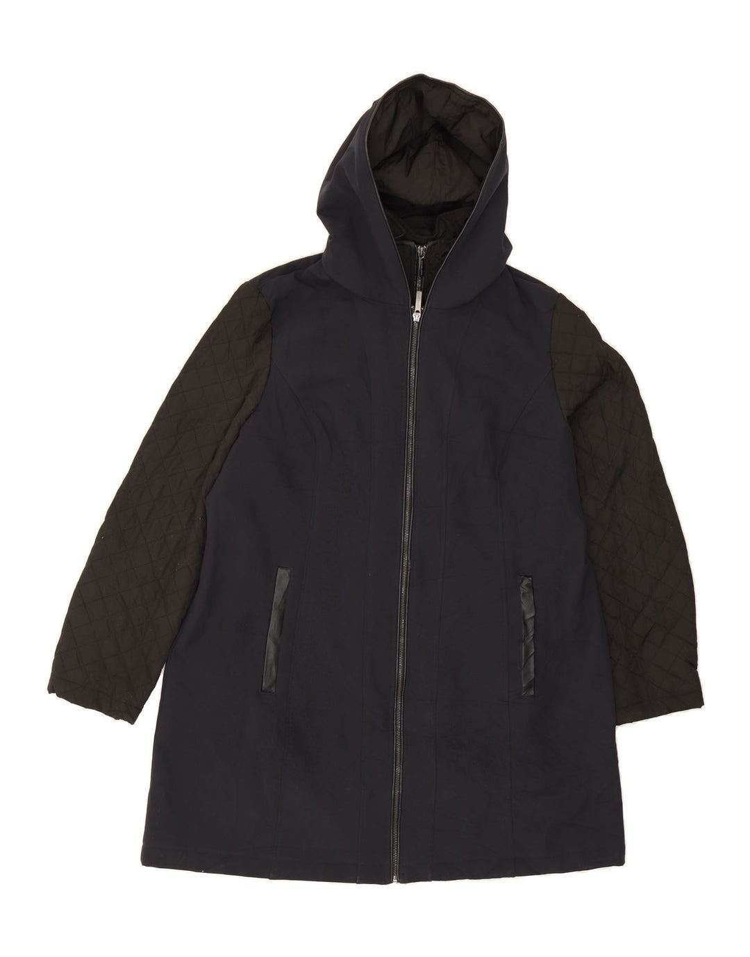 MICHAEL KORS Womens Hooded Overcoat UK 18 XL Navy Blue Polyester Vintage Michael Kors and Second-Hand Michael Kors from Messina Hembry 