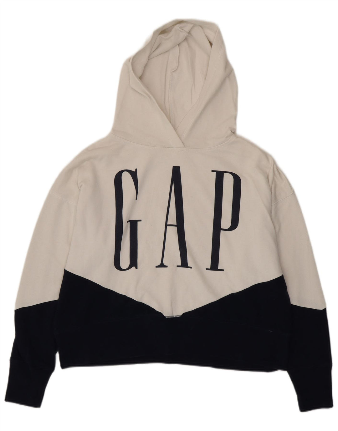 Gap Womens Grafisk Oversized Hoodie Jumper UK 14 Medium White Colourblock