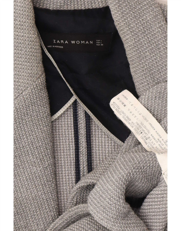 Zara Dame 1 Knap Blazer Jacket UK 16 Stor Grå Polyester