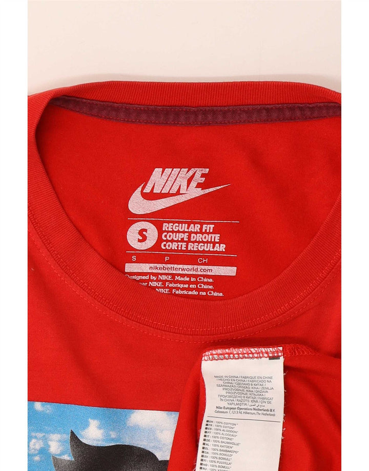 Nike Herre Regular Fit Grafisk T-Shirt Top Lille Rød Bomuld