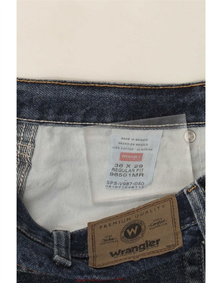 Wrangler Herre Regular Fit Straight Jeans W36 L29 Blå Bomuld