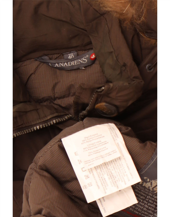 CANADIENS Polstret hættejakke til kvinder EU 40 medium brun bomuld