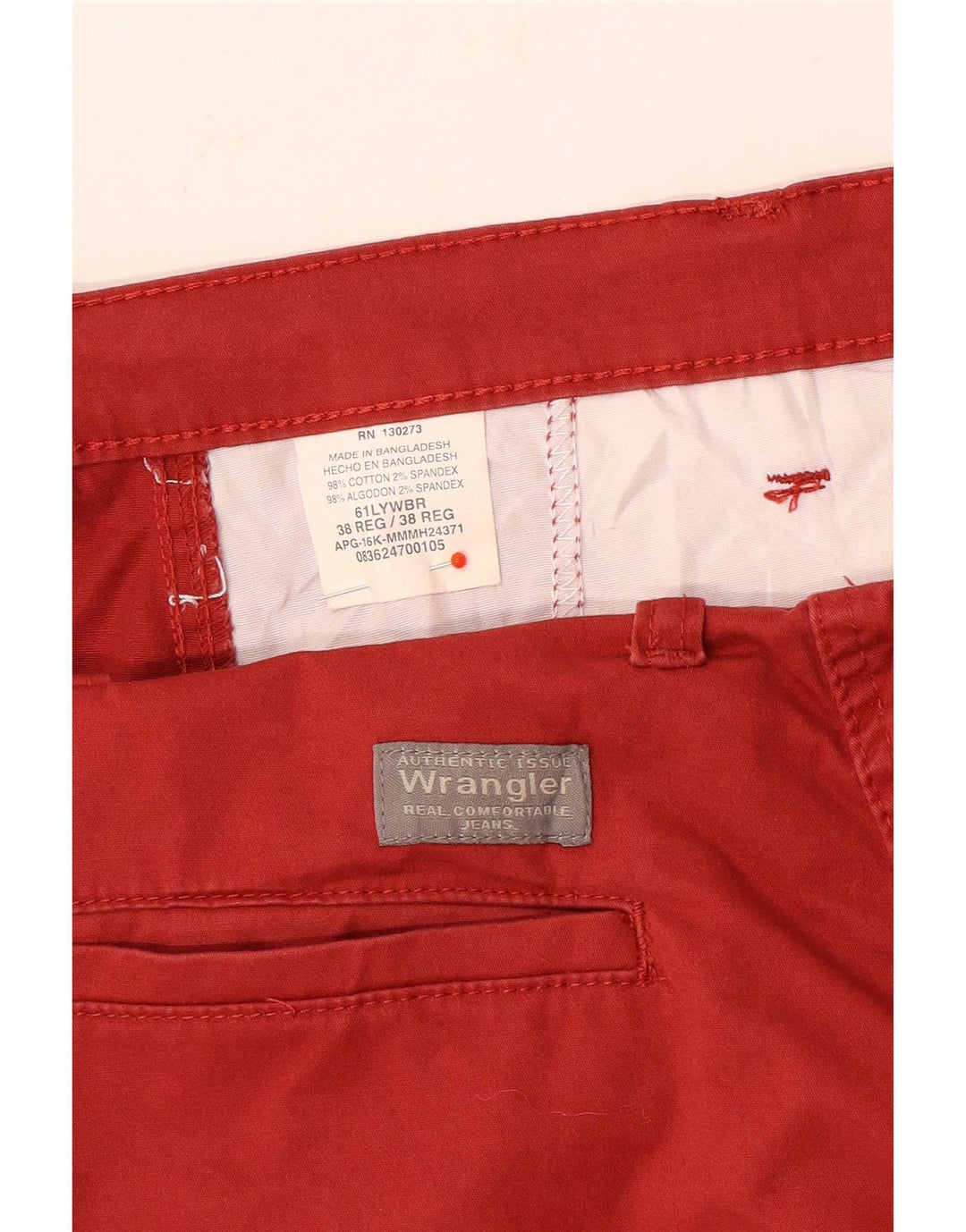 Wrangler Herre Cargo Shorts W38 XL Rød Bomuld