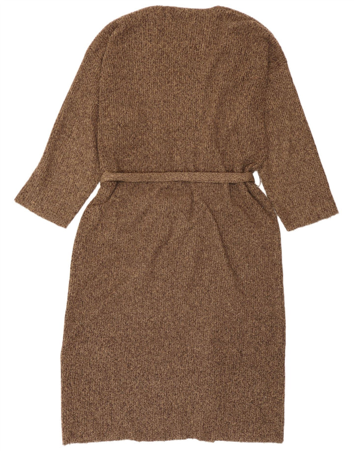 Zara Womens Longline Oversized Cardigan Sweater UK 14 Medium Brown Flecked