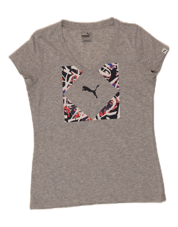 PUMA Womens Graphic T-Shirt Top UK 12 Medium  Grey Vintage Puma and Second-Hand Puma from Messina Hembry 