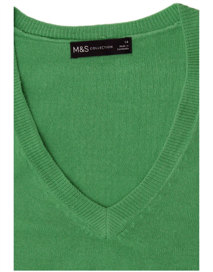 Marks & Spencer Dame V-hals sweater UK 14 Large Green