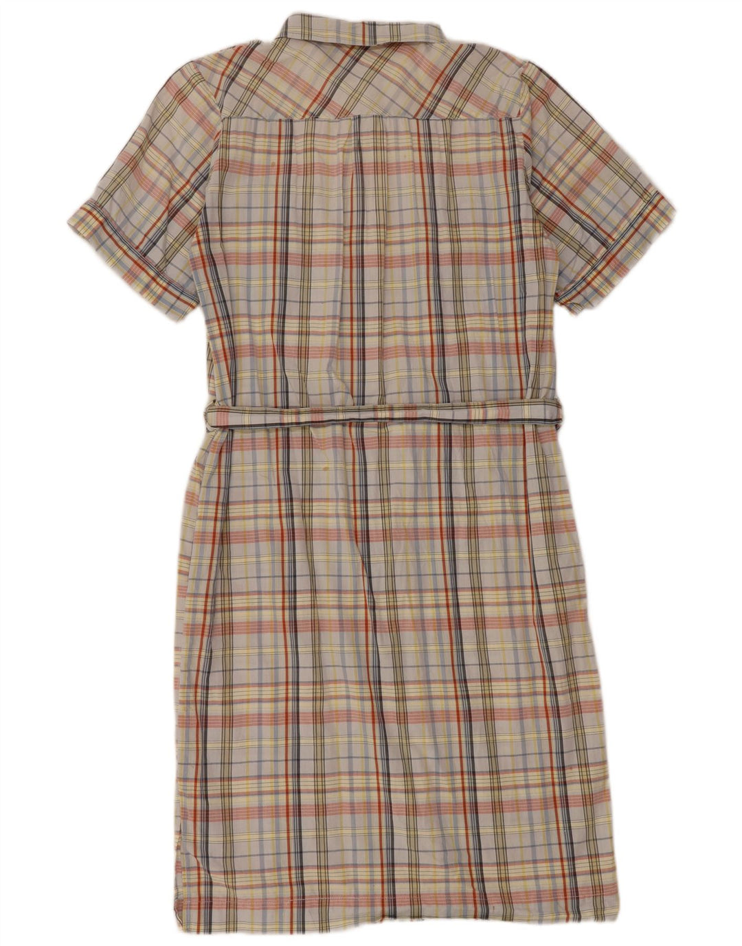 Vintage dameskjortekjole UK 14 Medium Flerfarvet ternet bomuld