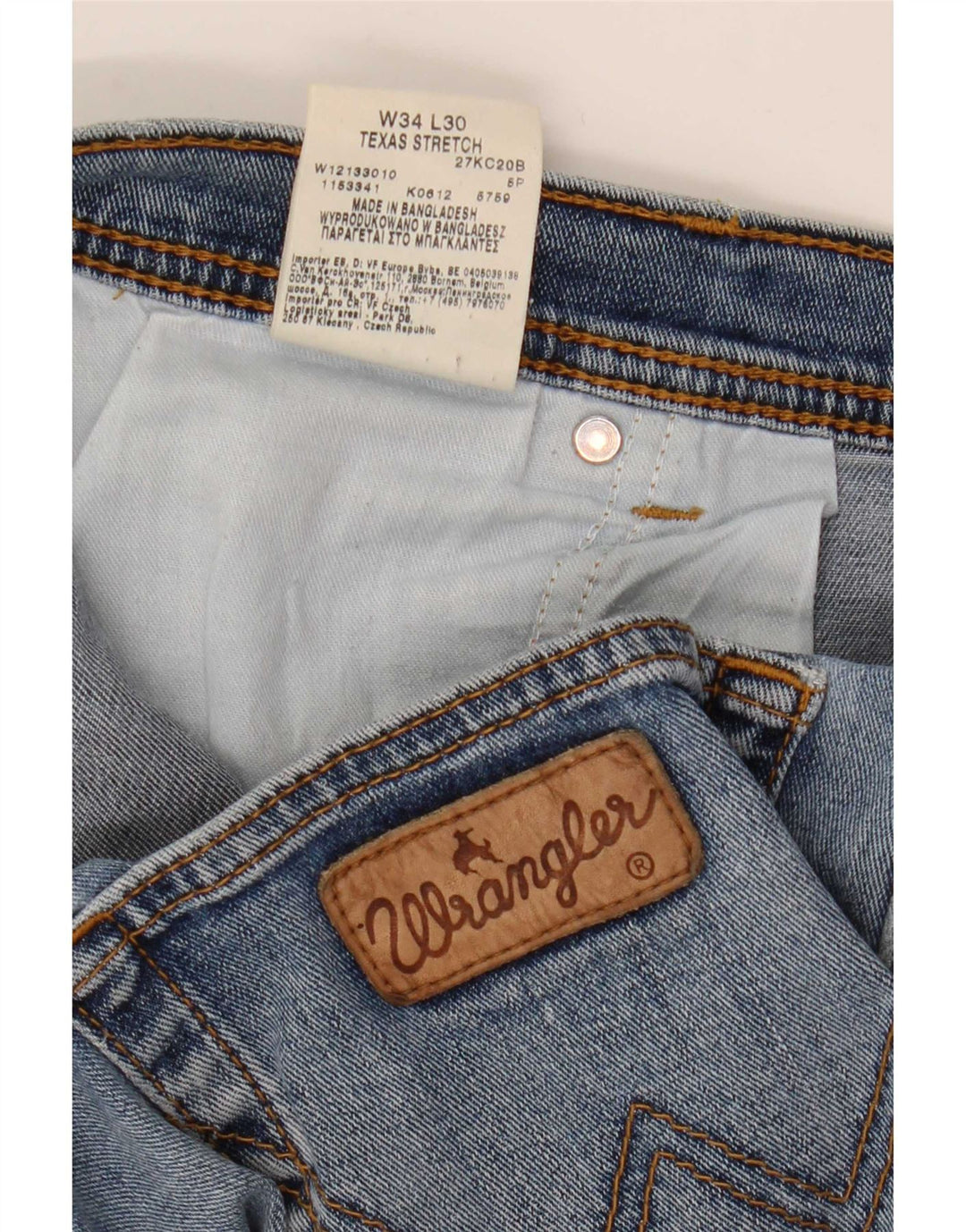 Wrangler Herre Texas Stretch Straight Jeans W34 L30 Blå Bomuld