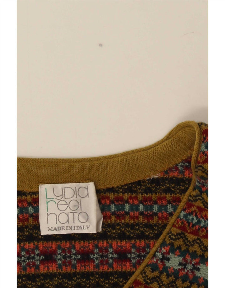 Vintage herre ærmeløs cardigan sweater Medium Flerfarvet Fair Isle