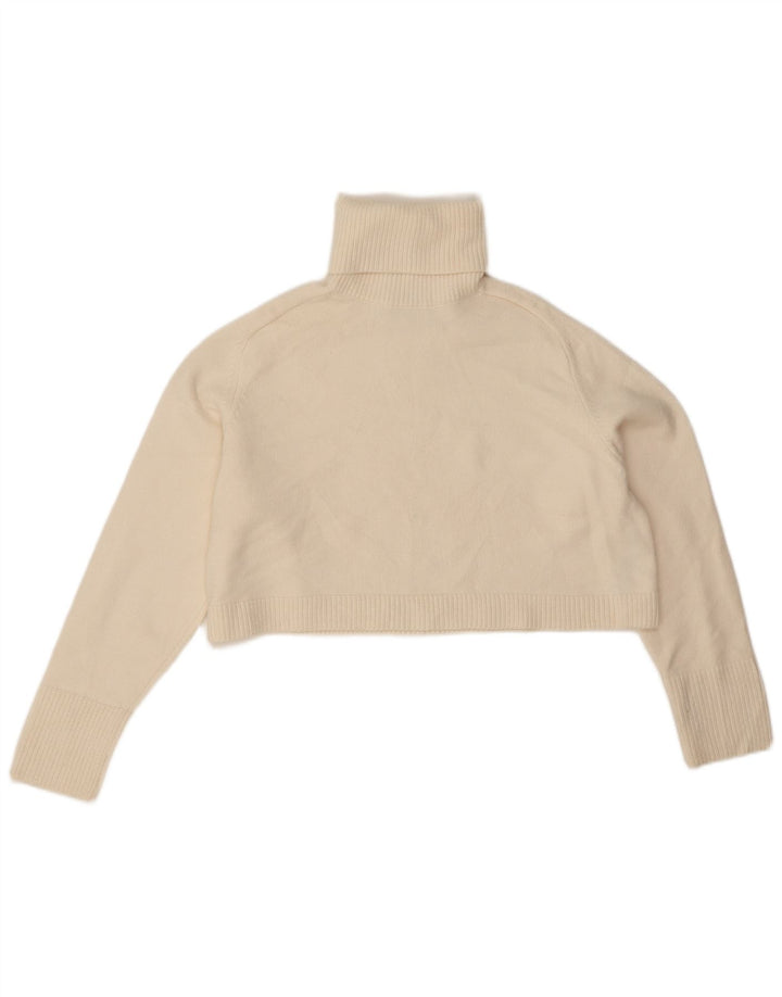 Zara Womens Crop Oversized rullehals sweater UK 14 Medium Off White