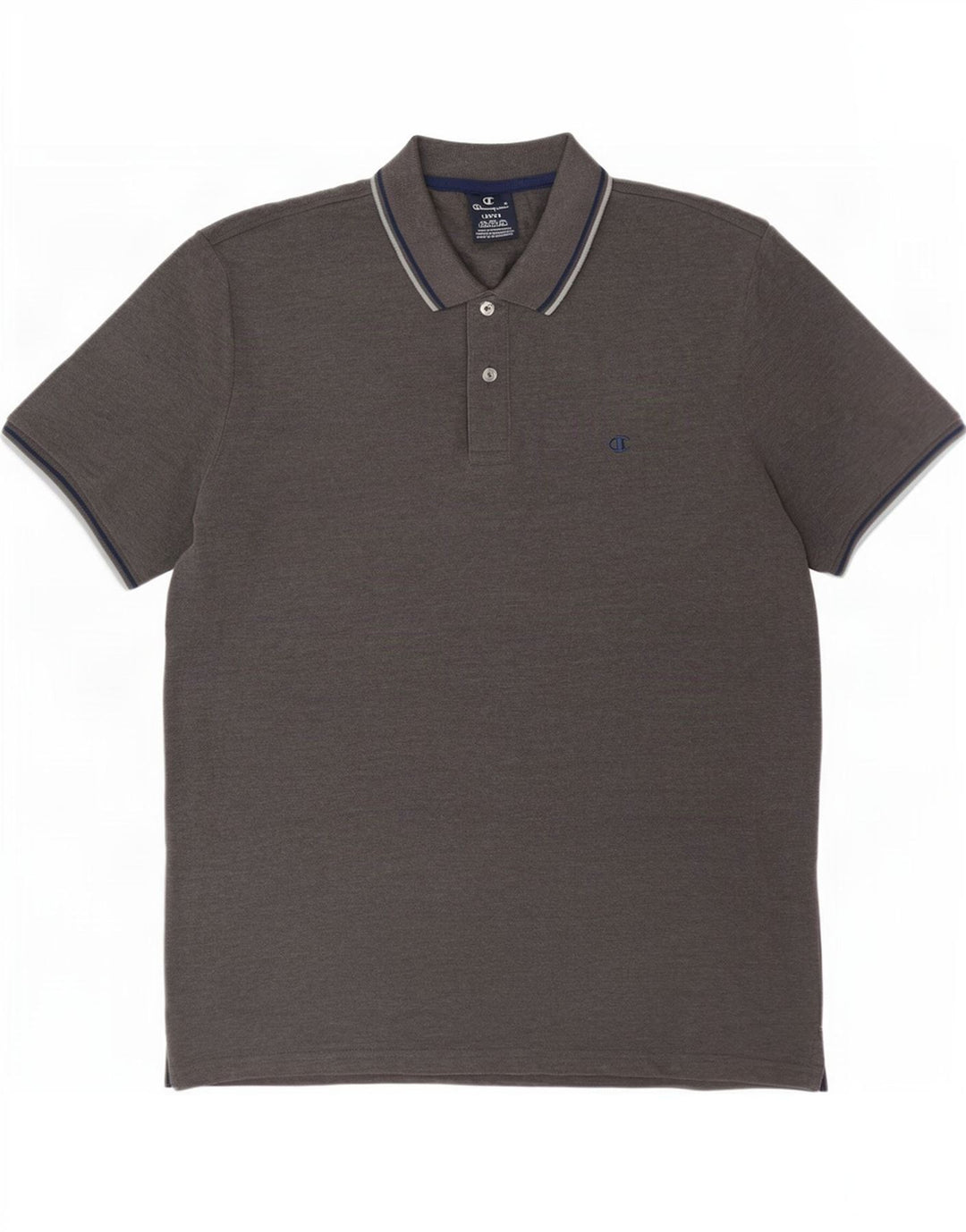 Champion herre poloshirt stor grå stribet bomuld