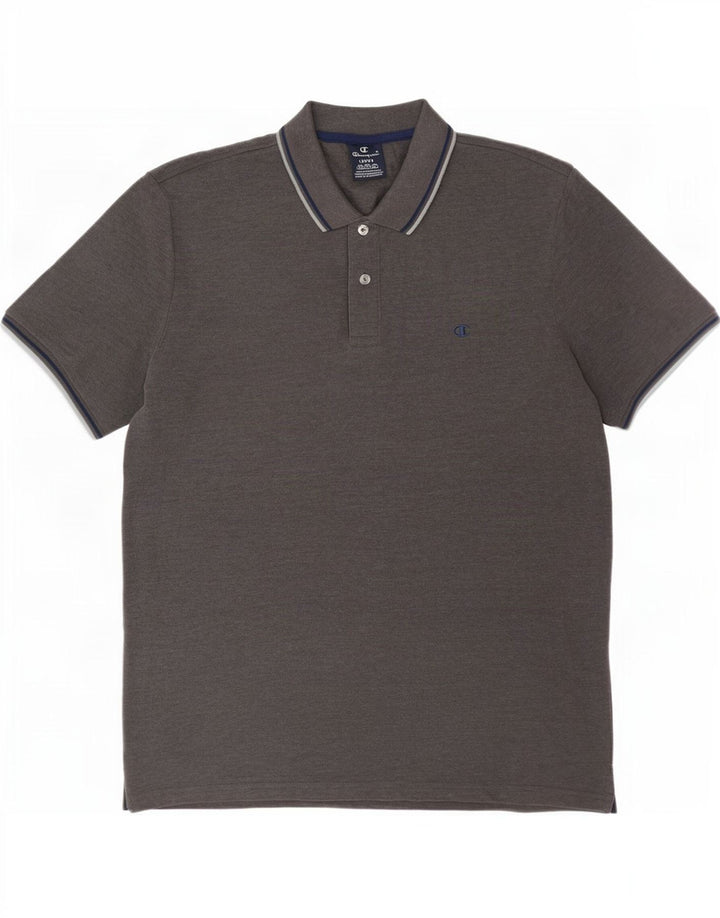 Champion herre poloshirt stor grå stribet bomuld
