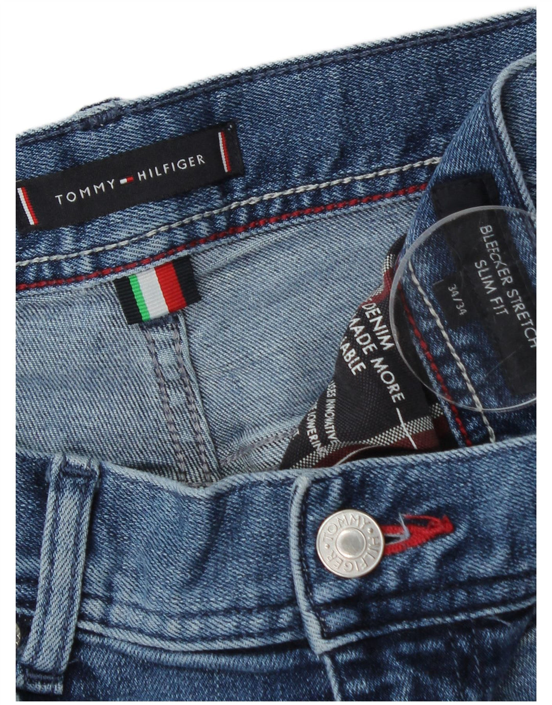Tommy Hilfiger Herre Bleecker Slim Jeans W34 L30 Blå Bomuld