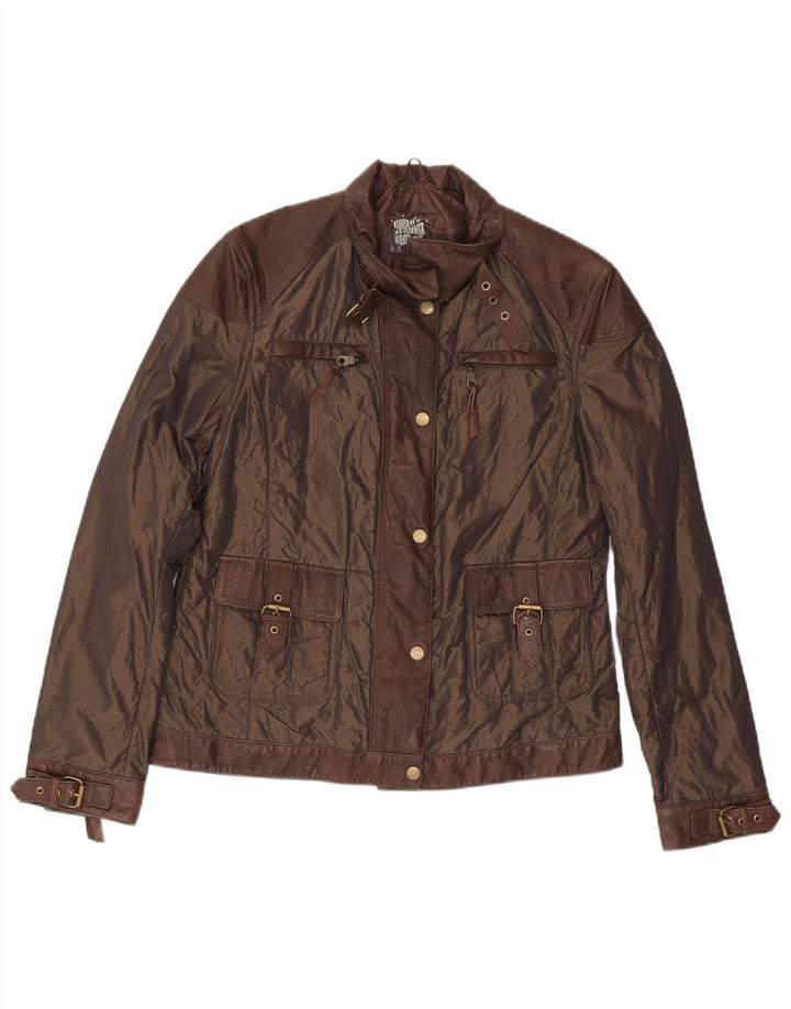 Vintage Kvinder Utility Jacket UK 14 Medium Brun Polyamid