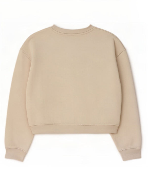 Zara Womens Crop Sweatshirt Jumper UK 14 Medium Off White Bomuld