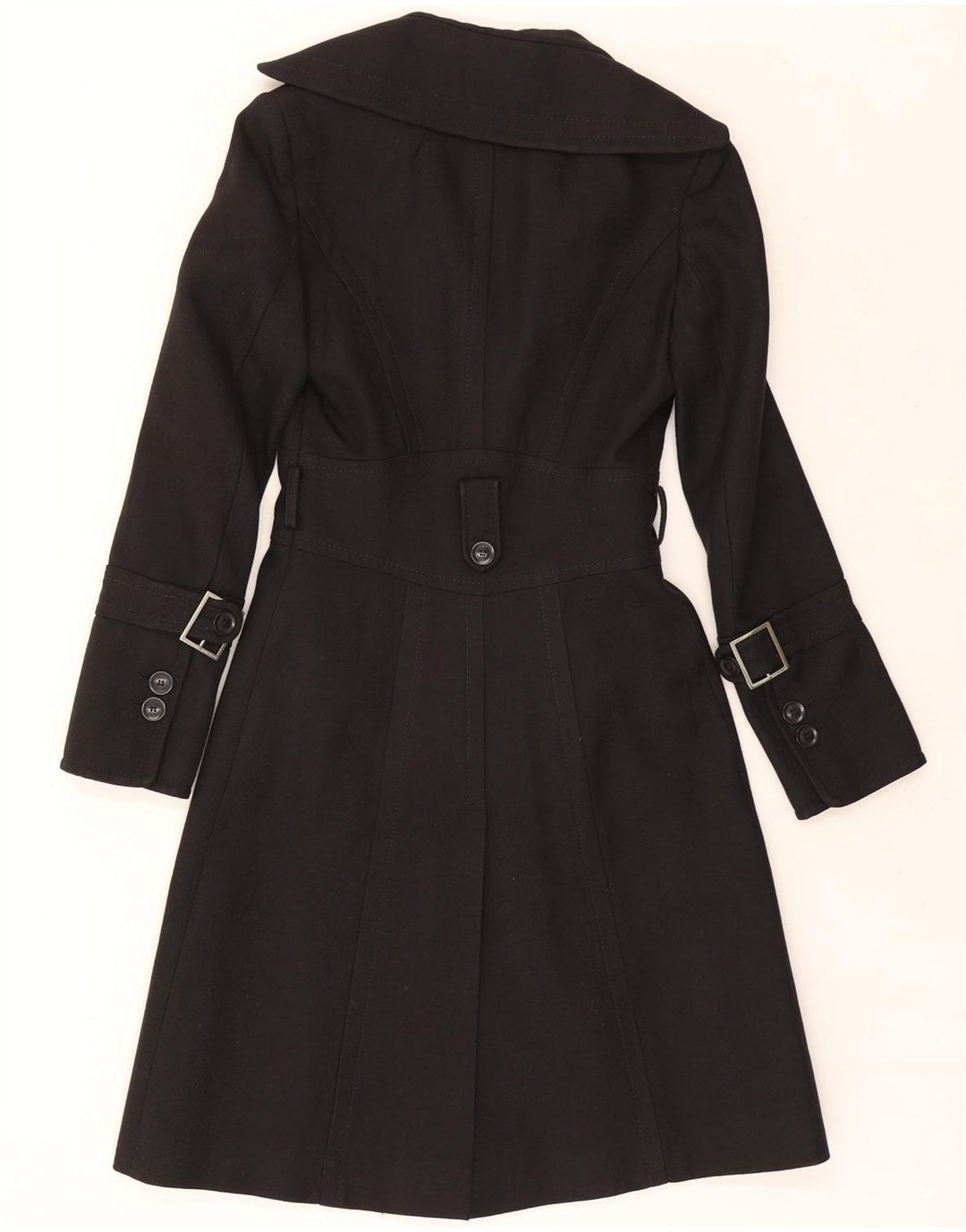 Karen Millen Dame Overfrakke UK 8 Lille Sort Uld