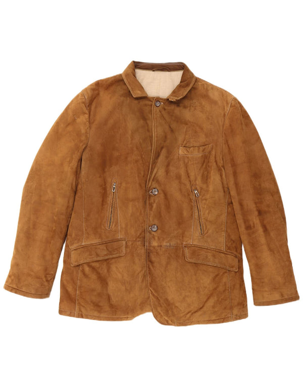 Vintage herre ruskindsjakke str. 60 3XL brunt læder