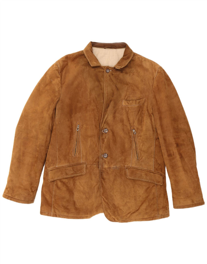 Vintage herre ruskindsjakke str. 60 3XL brunt læder