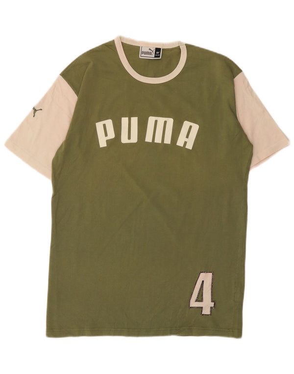 Puma Herre grafisk T-shirt Top Medium Grøn Colourblock Bomuld