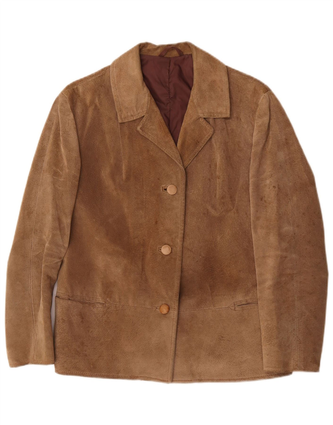 Vintage Dame 3-knaps Ruskind Blazer Jacket UK 16 Large Beige