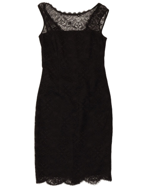 Monsoon Womens Sleeveless Bodycon Dress UK 10 Small Black Floral Nylon