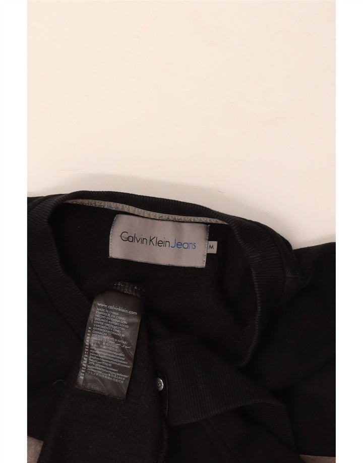 CALVIN KLEIN JEANS Womens Graphic Sweatshirt Jumper UK 14 Medium Black