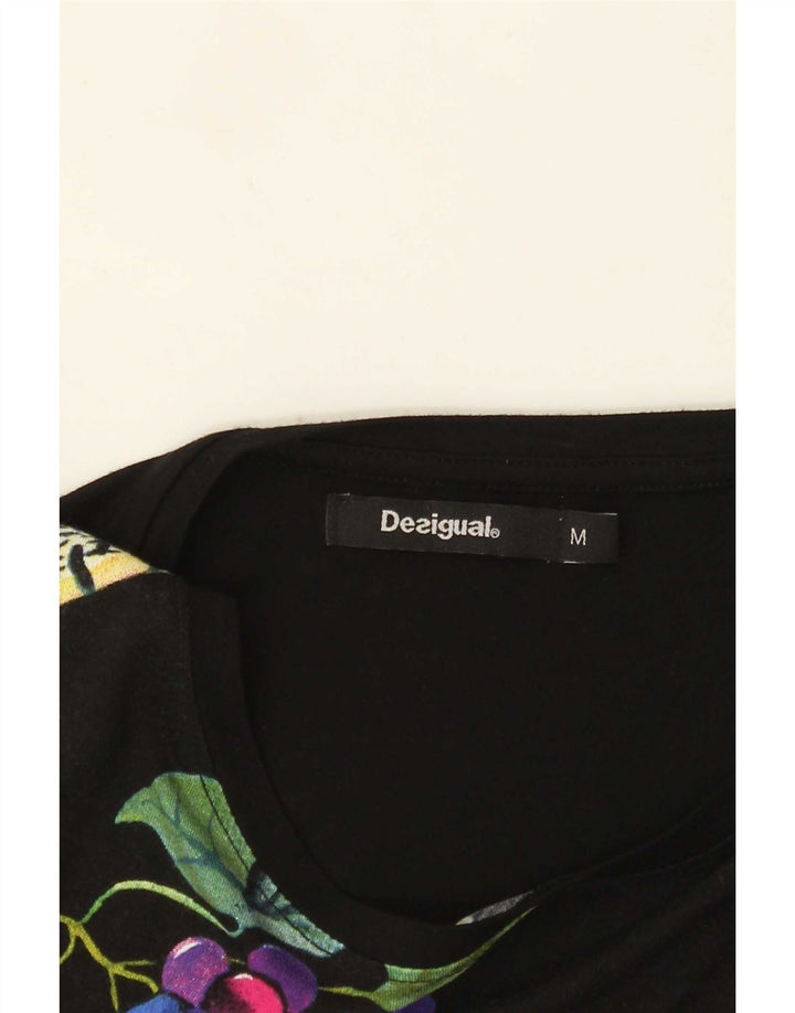 Desigual Womens Peacocks Grafisk Tunika Top UK 12 Medium Black Floral