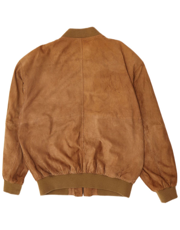 Vintage herre bomber ruskindsjakke UK 44 2XL brunt læder
