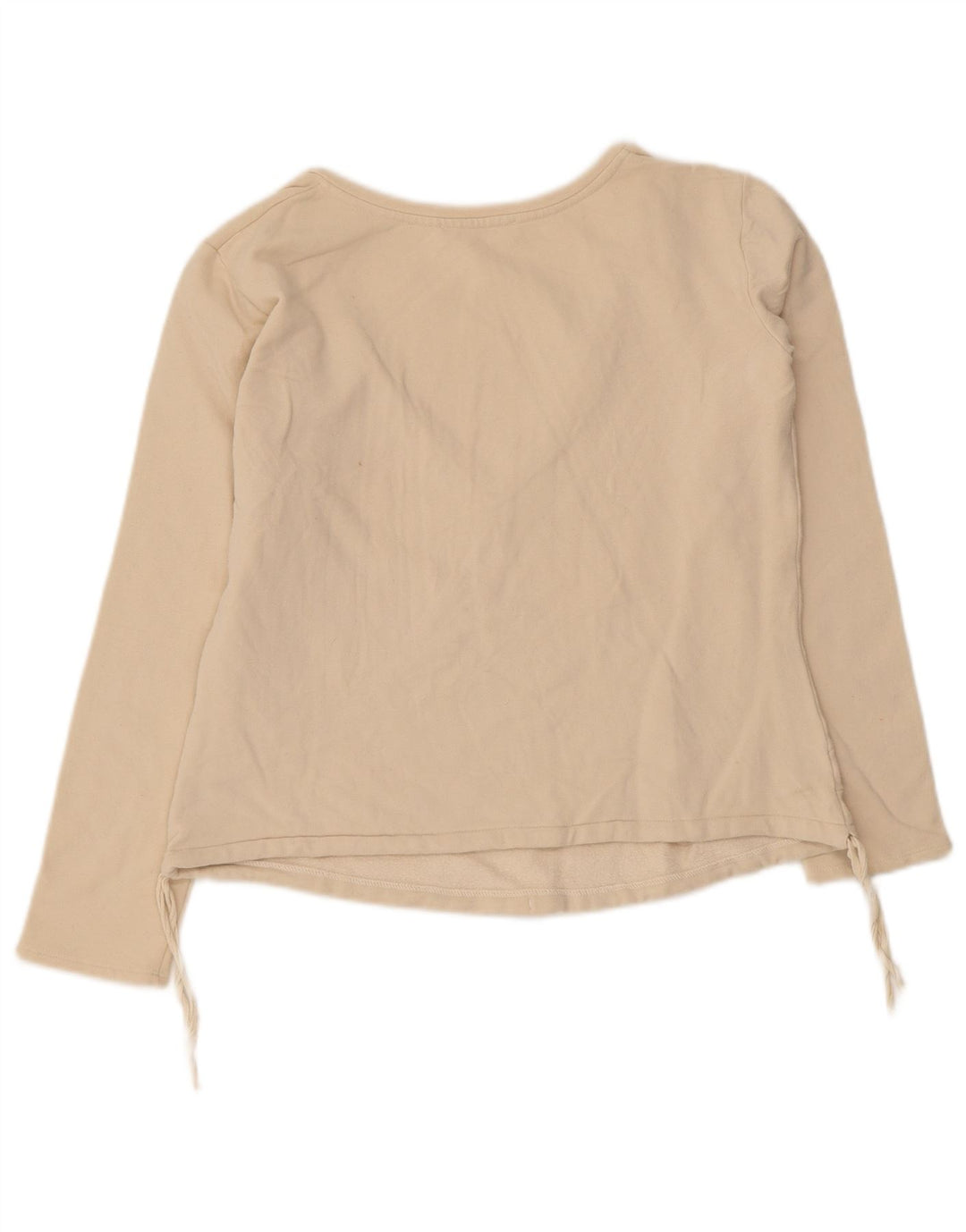 Max Mara Dame Top Langærmet UK 10 Lille Beige Bomuld