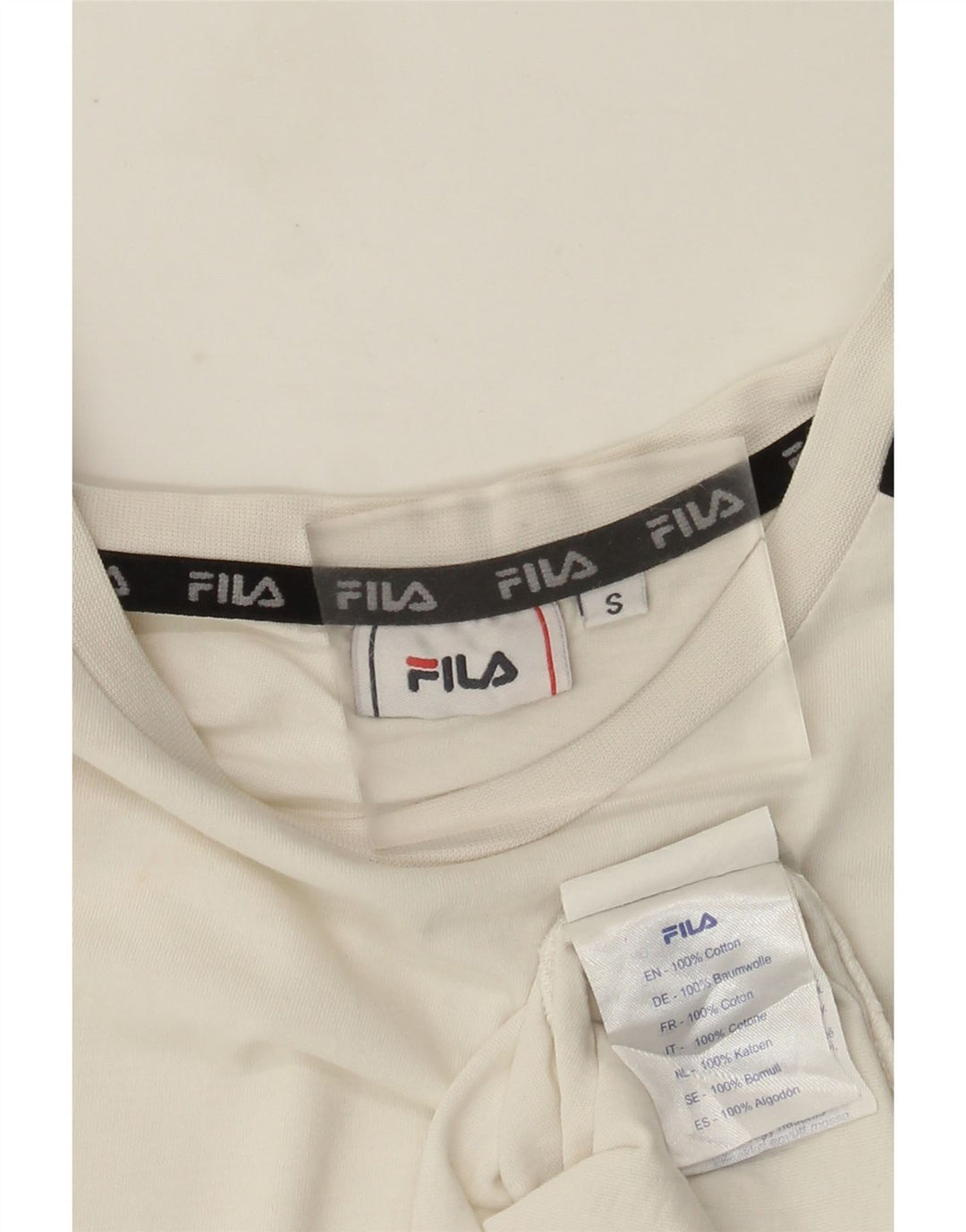 Fila Herre grafisk T-shirt Top Lille hvid Colourblock Bomuld