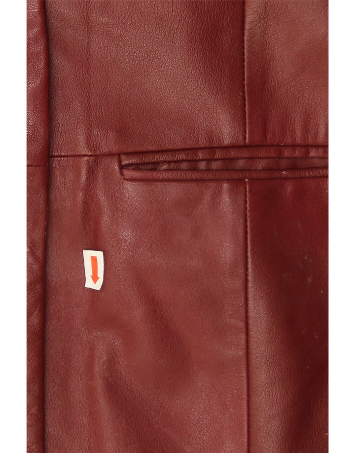 Conbipel Dame 3-knaps læder blazerjakke IT 46 Large Burgundy Læder