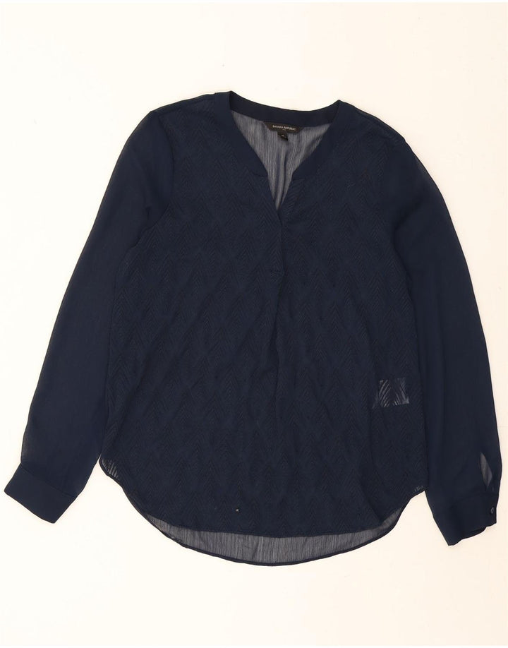 BANANA REPUBLIC Womens Blouse Top UK 14 Medium Navy Blue Chevron Vintage Banana Republic and Second-Hand Banana Republic from Messina Hembry 