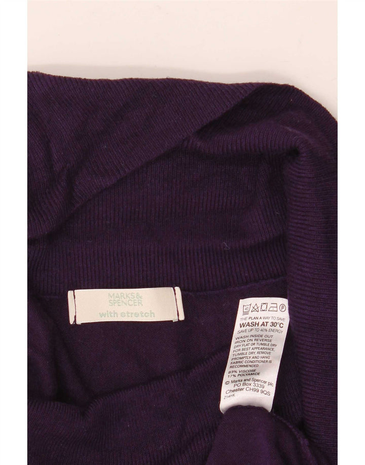 Marks & Spencer Dame Rullehals Sweater UK 12 Medium Lilla Viscose