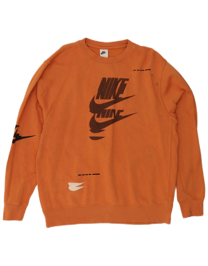 Nike grafisk sweatshirt til mænd, stor orange bomuld