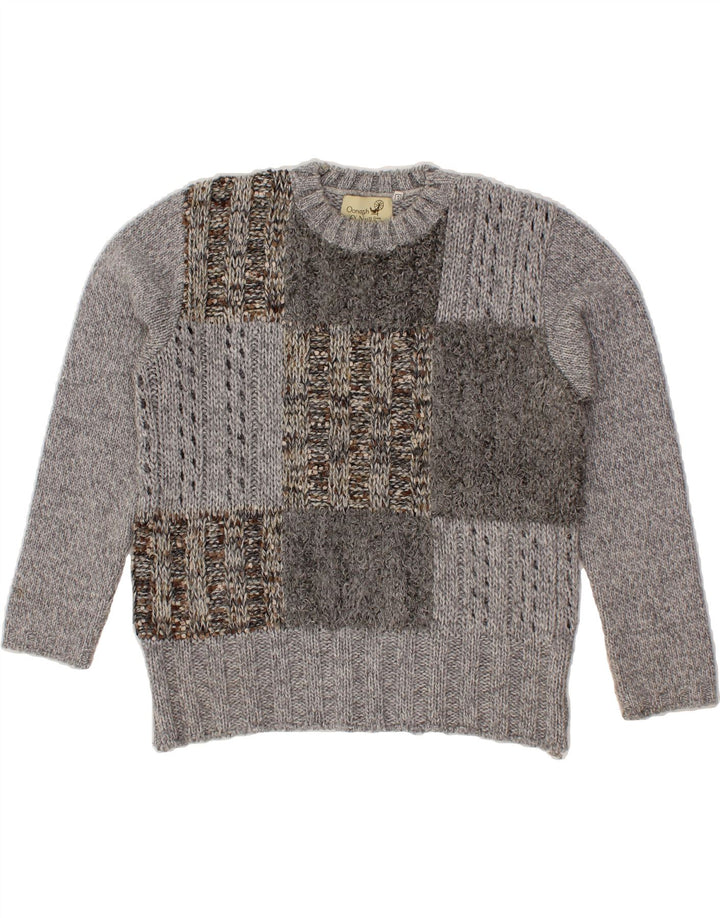 O'NEILL Womens Crew Neck Jumper Sweater UK 3 Small Grey Patchwork Vintage O'Neill and Second-Hand O'Neill from Messina Hembry 