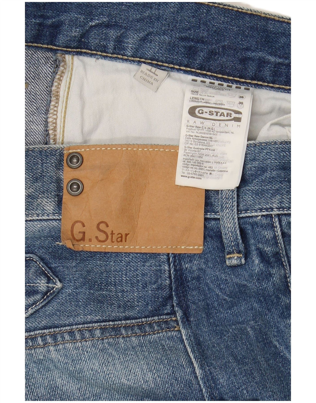 G-STAR Straight Jeans til mænd W36 L30 Blå Bomuld