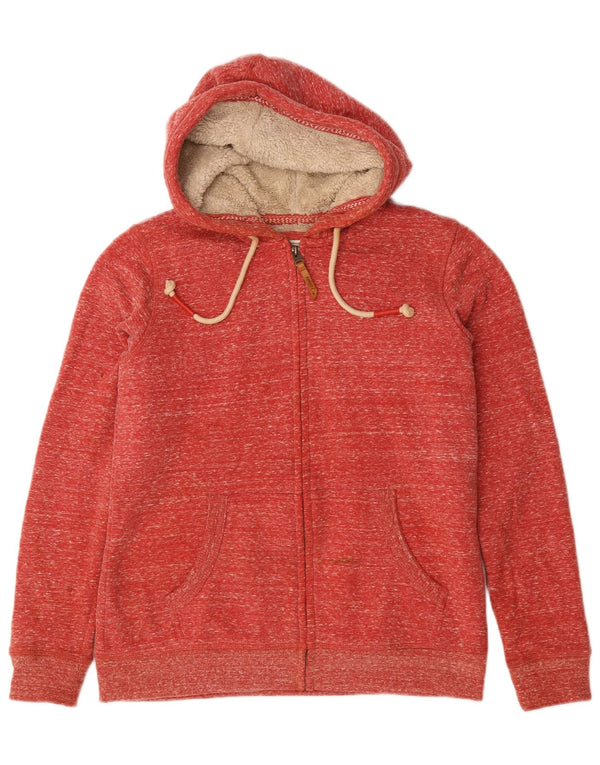 Fat Face Dame Oversized Zip Hoodie Sweater UK 10 Small Red Flecked Bomuld