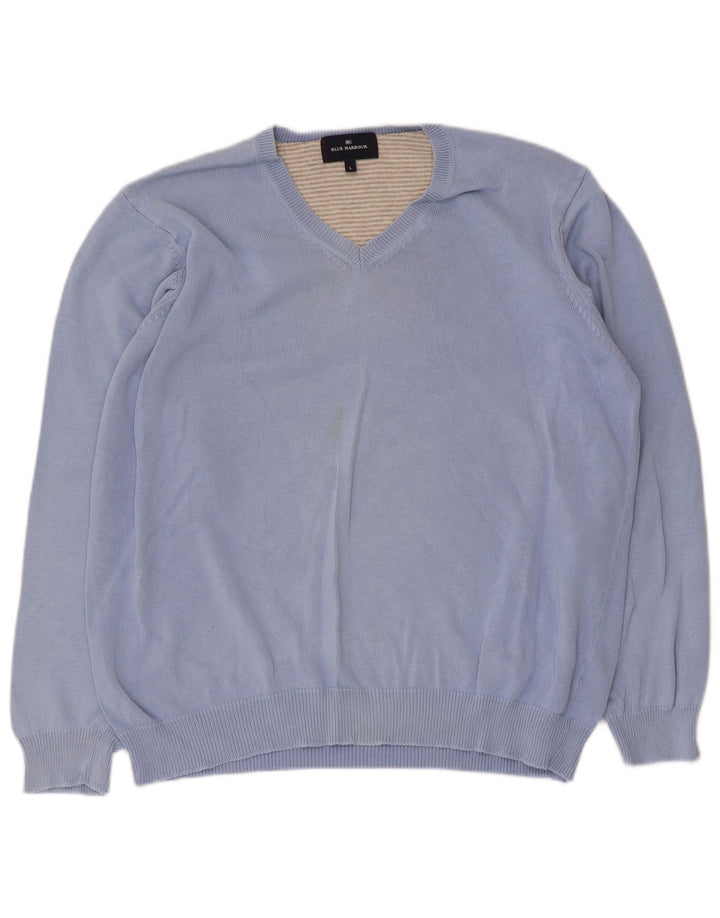 Marks & Spencer Herre Blue Harbor V-hals sweater Stor blå bomuld