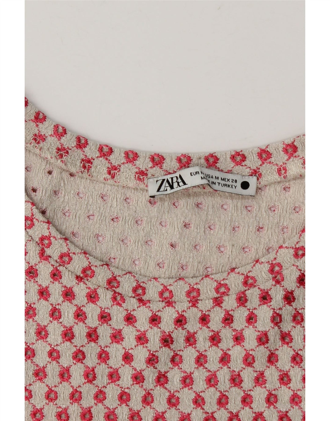 Zara Womens Crop Top UK 12 Medium Pink Geometric