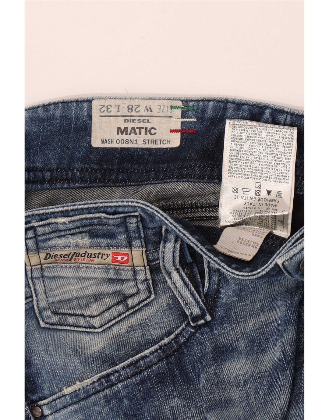 Diesel Dame Matic Distressed Slim Jeans W28 L32 Blå Bomuld