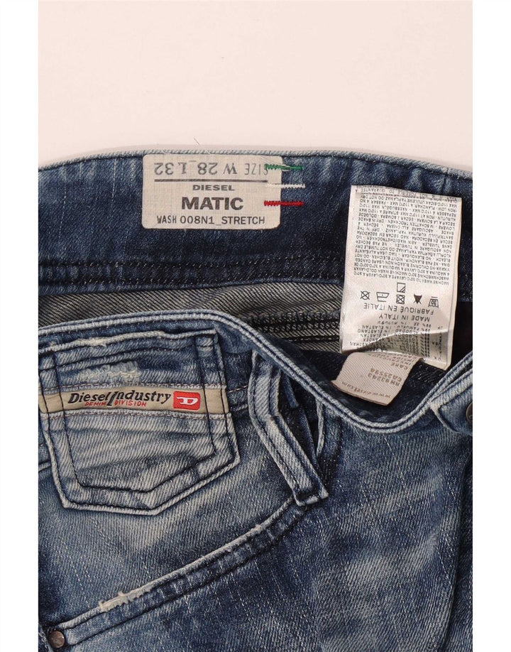 Diesel Dame Matic Distressed Slim Jeans W28 L32 Blå Bomuld