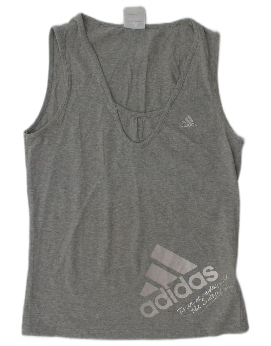 ADIDAS Kvinders Grafisk Vest Top UK 12 Medium Grå Bomuld